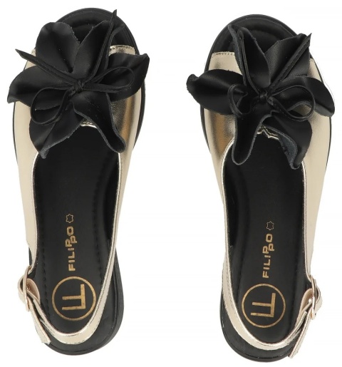 Skórzane sandały na platformie Filippo DS7045/25 GO złoty