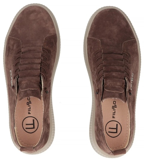 Skórzane sneakersy damskie Filippo DP8343/26 BR brąz