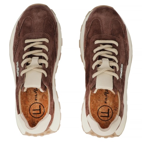 Skórzane sneakersy damskie na platformie Filippo DP7498/26 BE beż