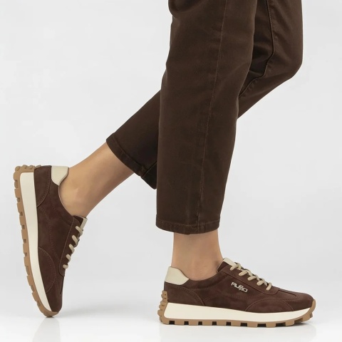 Skórzane sneakersy damskie na platformie Filippo DP7498/26 BE beż