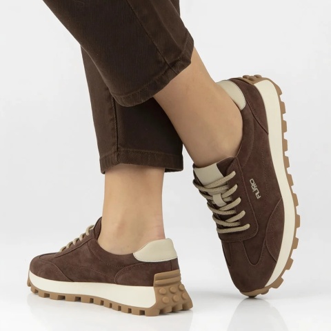 Skórzane sneakersy damskie na platformie Filippo DP7498/26 BE beż