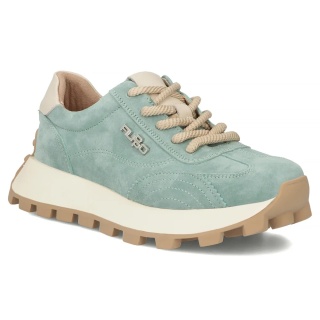Skórzane sneakersy damskie na platformie Filippo DP7498/26 GE zielony