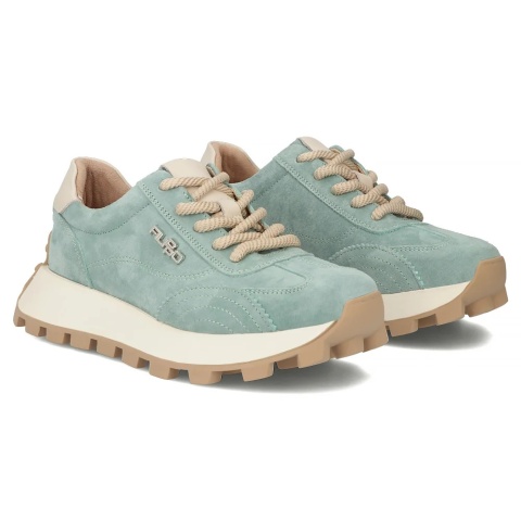 Skórzane sneakersy damskie na platformie Filippo DP7498/26 GE zielony