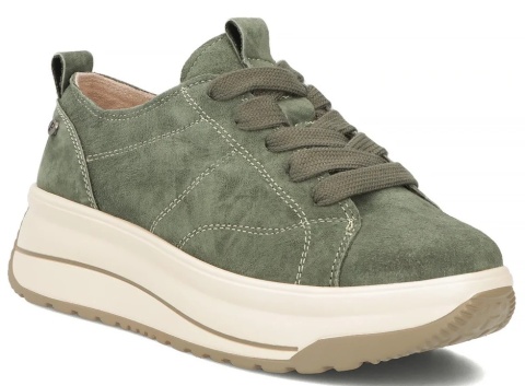 Skórzane sneakersy damskie na platformie Filippo DP7959/26 GE zielony