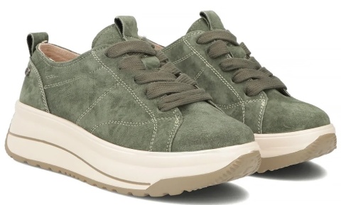 Skórzane sneakersy damskie na platformie Filippo DP7959/26 GE zielony