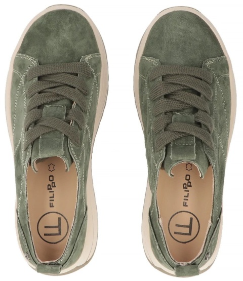 Skórzane sneakersy damskie na platformie Filippo DP7959/26 GE zielony