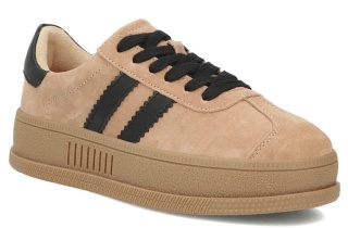 Skórzane sneakersy damskie na platformie Filippo DP7995/26 BE beż