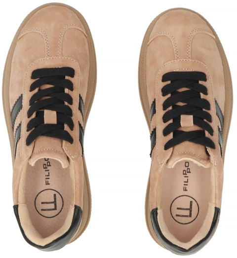 Skórzane sneakersy damskie na platformie Filippo DP7995/26 BE beż
