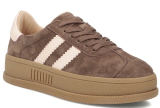 Skórzane sneakersy damskie na platformie Filippo DP7995/26 BR brąz