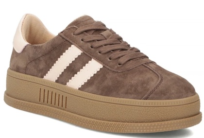 Skórzane sneakersy damskie na platformie Filippo DP7995/26 BR brąz