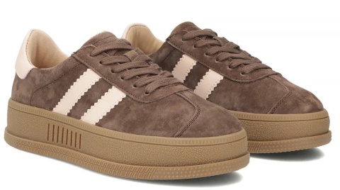 Skórzane sneakersy damskie na platformie Filippo DP7995/26 BR brąz