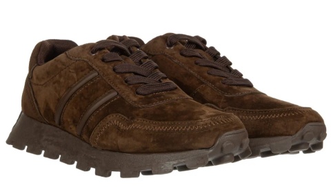 Skórzane sneakersy damskie na platformie S. Barski LR62-7101 coffee