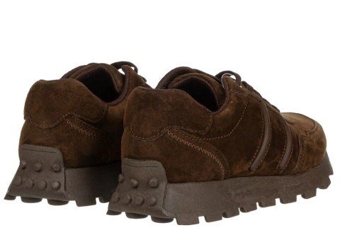 Skórzane sneakersy damskie na platformie S. Barski LR62-7101 coffee