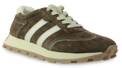 Skórzane sneakersy damskie na platformie S. Barski LR62-7097 taupe