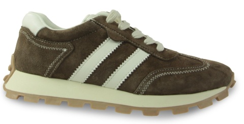 Skórzane sneakersy damskie na platformie S. Barski LR62-7097 taupe
