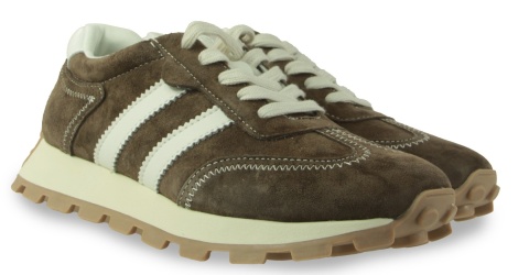 Skórzane sneakersy damskie na platformie S. Barski LR62-7097 taupe