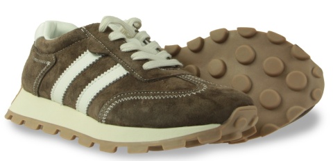 Skórzane sneakersy damskie na platformie S. Barski LR62-7097 taupe