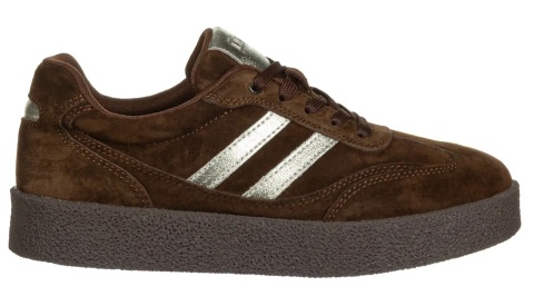 Skórzane sneakersy damskie na platformie S. Barski LR62-7107 coffee