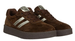 Skórzane sneakersy damskie na platformie S. Barski LR62-7107 coffee