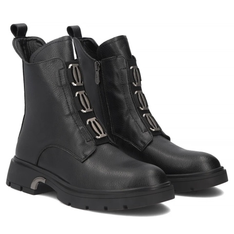 Skórzane botki damsie Filippo DBT8015/26 BK czarny