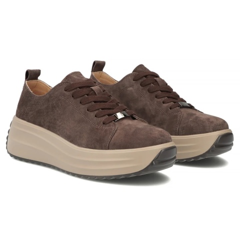 Skórzane sneakersy damskie Filippo DP83399 d. brąz