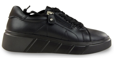 Skórzane sneakersy damskie na platformie Evento 26PB18-20 czarny