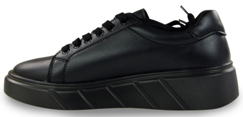 Skórzane sneakersy damskie na platformie Evento 26PB18-20 czarny