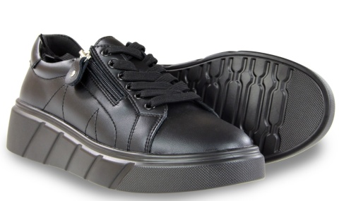 Skórzane sneakersy damskie na platformie Evento 26PB18-20 czarny