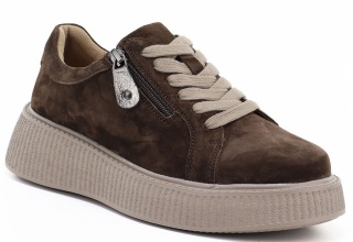 Skórzane sneakersy damskie na platformie Evento 26PB18-566 LT. Coffee