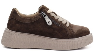 Skórzane sneakersy damskie na platformie Evento 26PB18-566 LT. Coffee
