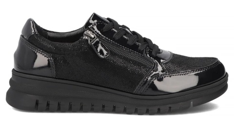 Skórzane sneakersy damskie na platformie Filippo DP8105/26 BK czarny