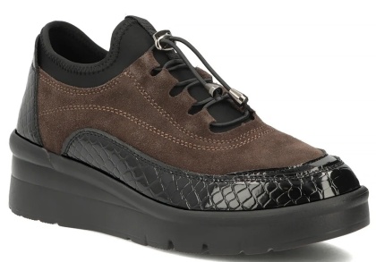 Skórzane sneakersy damskie na platformie Filippo DP8106/26 c. brąz