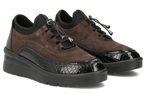 Skórzane sneakersy damskie na platformie Filippo DP8106/26 c. brąz