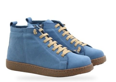 Skórzane botki damskie Ravini 8905 niebieski nubuck