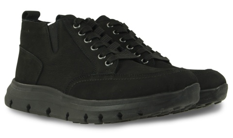 Skórzane trzewiki damskie Ravini 1471 czarny nubuck