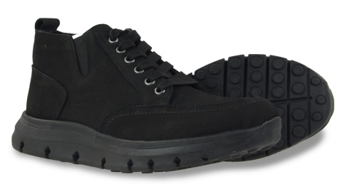 Skórzane trzewiki damskie Ravini 1471 czarny nubuck