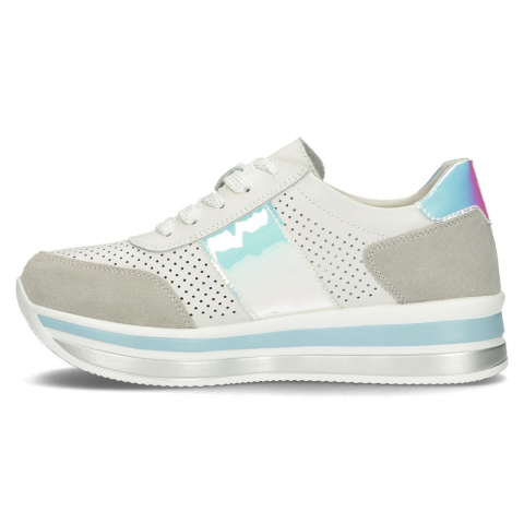 Skórzane sneakersy damskie na platformie Filippo DP1414/22 BL niebieskie Skórzane sneakersy damskie na platformie Filippo DP1414/22 BL niebieskie