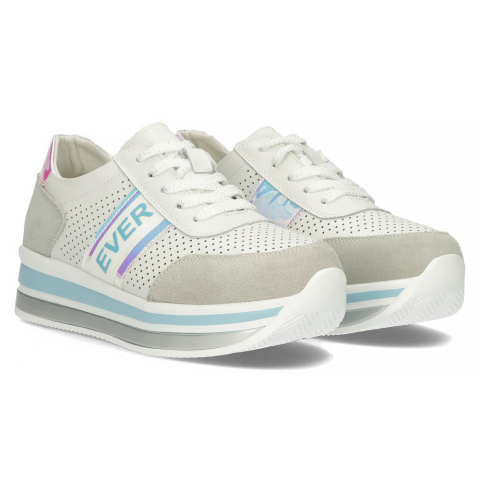 Skórzane sneakersy damskie na platformie Filippo DP1414/22 BL niebieskie Skórzane sneakersy damskie na platformie Filippo DP1414/22 BL niebieskie