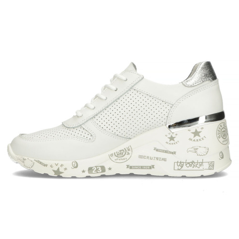 Skórzane sneakersy damskie na platformie Filippo DP3550/22 WH białe Skórzane sneakersy damskie na platformie Filippo DP3550/22 WH białe