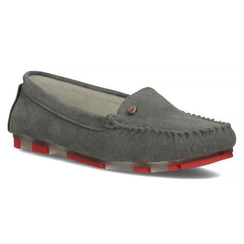 Skórzane mokasyny Filippo DP2037/22 GR RD szare Skórzane mokasyny Filippo DP2037/22 GR RD szare