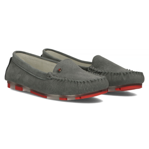 Skórzane mokasyny Filippo DP2037/22 GR RD szare Skórzane mokasyny Filippo DP2037/22 GR RD szare