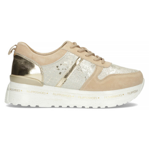 Skórzane sneakersy Filippo DP3691/22 BE beżowe Skórzane sneakersy Filippo DP3691/22 BE beżowe