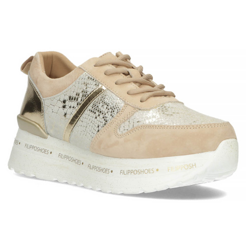 Skórzane sneakersy Filippo DP3691/22 BE beżowe Skórzane sneakersy Filippo DP3691/22 BE beżowe