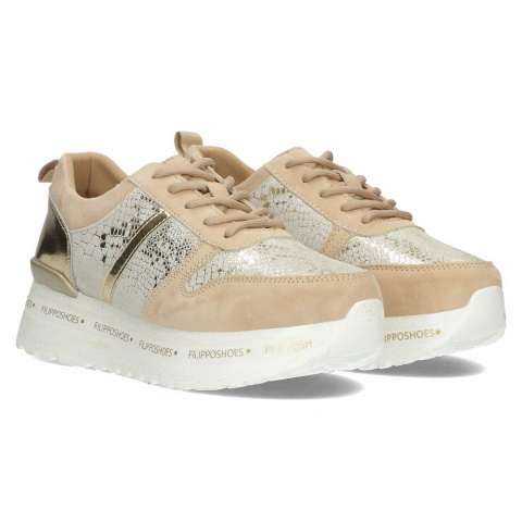 Skórzane sneakersy Filippo DP3691/22 BE beżowe Skórzane sneakersy Filippo DP3691/22 BE beżowe