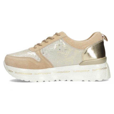 Skórzane sneakersy Filippo DP3691/22 BE beżowe Skórzane sneakersy Filippo DP3691/22 BE beżowe