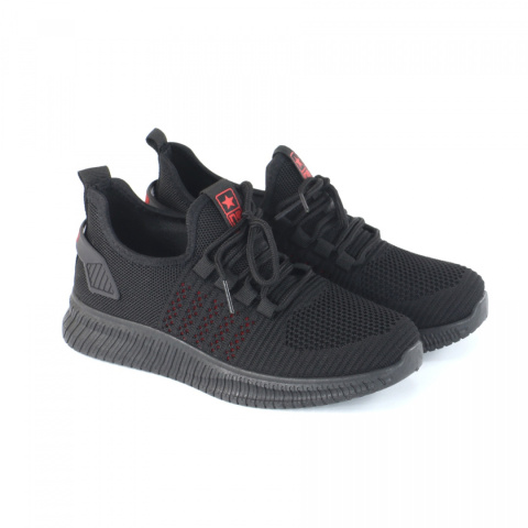 Sneakersy damskie News 21TX02-3677 czarne/czerwone Sneakersy damskie News 21TX02-3677 czarne/czerwone