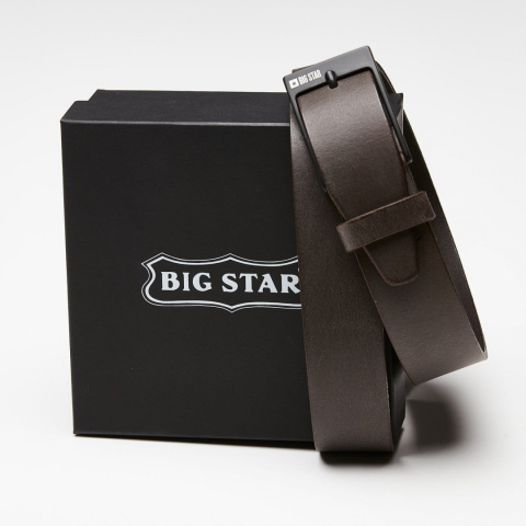 Skórzany pasek męski Big Star Shoes HH674136 95cm brązowy