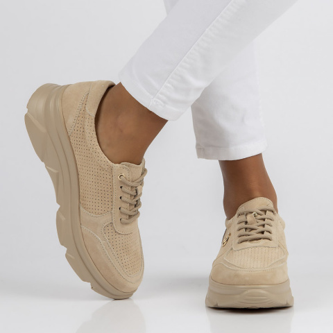 Skórzane Sneakersy Filippo DP2138/23 BE beżowy Skórzane Sneakersy Filippo DP2138/23 BE beżowy