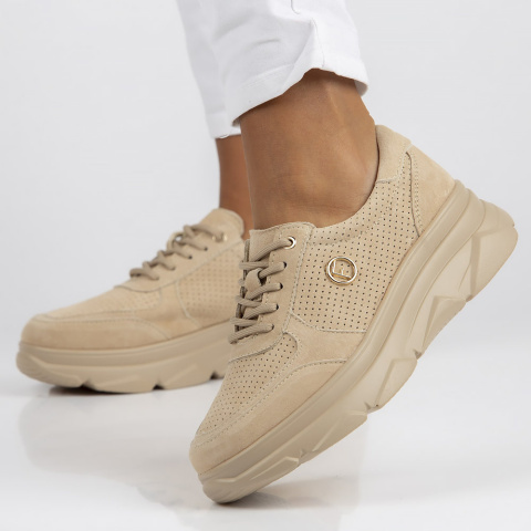 Skórzane Sneakersy Filippo DP2138/23 BE beżowy Skórzane Sneakersy Filippo DP2138/23 BE beżowy