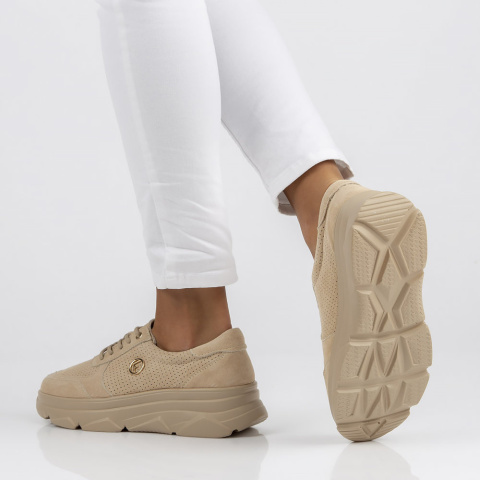 Skórzane Sneakersy Filippo DP2138/23 BE beżowy Skórzane Sneakersy Filippo DP2138/23 BE beżowy